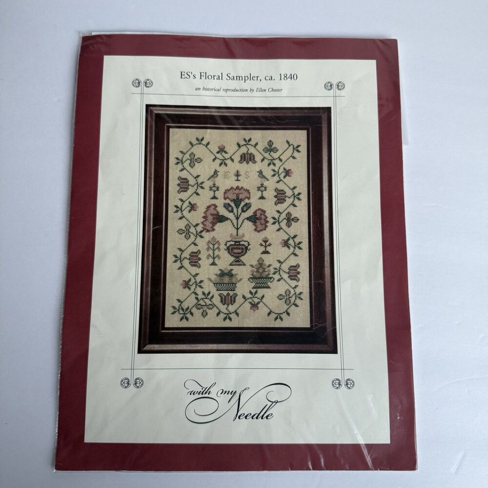 Cross Stitch Pattern With My Needle ES’s Floral Sampler 1840 Antique Inspired